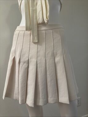 Aritzia Ivory Pleated Skater Mini Skirt